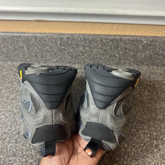 Merrell Granite Gray Leather/Mesh Hiking Ankle Boots Womens Size 7 Lace Up Shoes - Picture 8 of 11